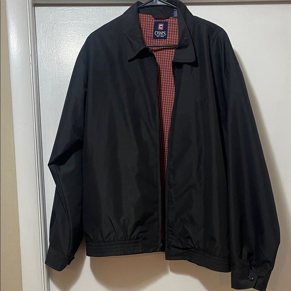 Chaps Black Windbreaker Jacket for Men size 2 XL